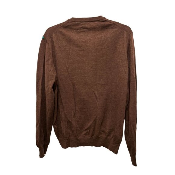 Men's Large Made in Italy Valda Merino Wool Brown V-Neck Sweater - Picture 6 of 8